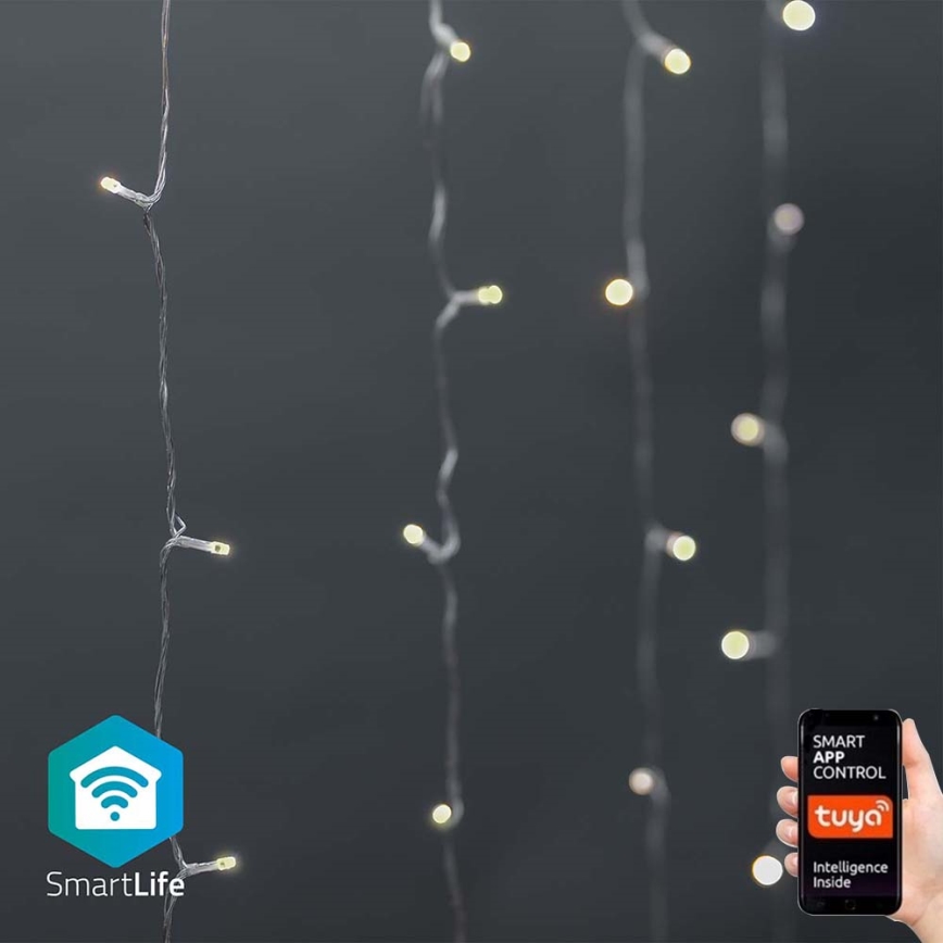 Вулична різдвяна LED гірлянда-штора 200xLED/8 функцій 6м IP65 Wi-Fi Tuya теплий білий