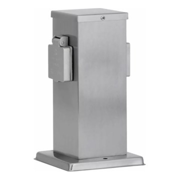 Вулична розеткова колона 2 розетки SCHUKO 230V матовий хром IP44