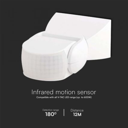 Вуличний інфрачервоний датчик руху 180° 230V IP65 білий
