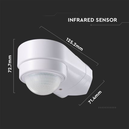 Вуличний інфрачервоний датчик руху 240° 600W/230V IP65 білий