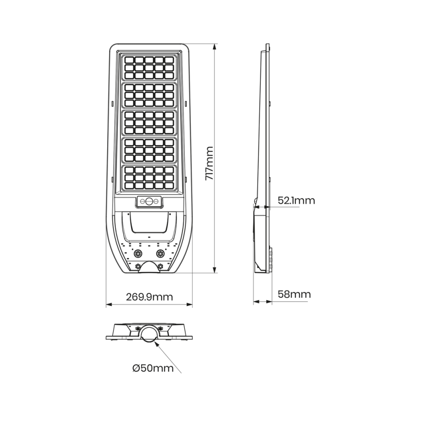 Вуличний LED ліхтар на сонячній батареї VIA 200W/20000 mAh 3,2V 6000K IP54 + пульт дистанційного керування