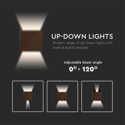 Вуличний настінний LED світильник LED/11W/230V 3000K IP65 коричневий