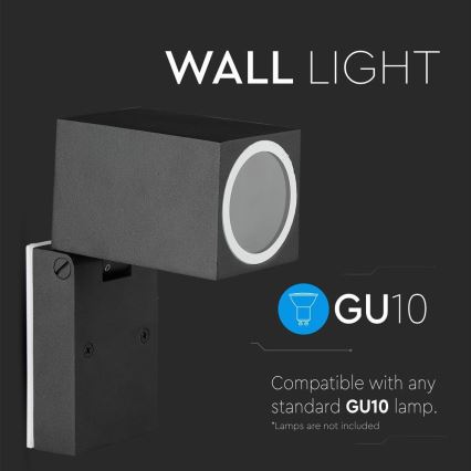 Вуличний настінний світильник 1xGU10/35W/230V IP44 чорний