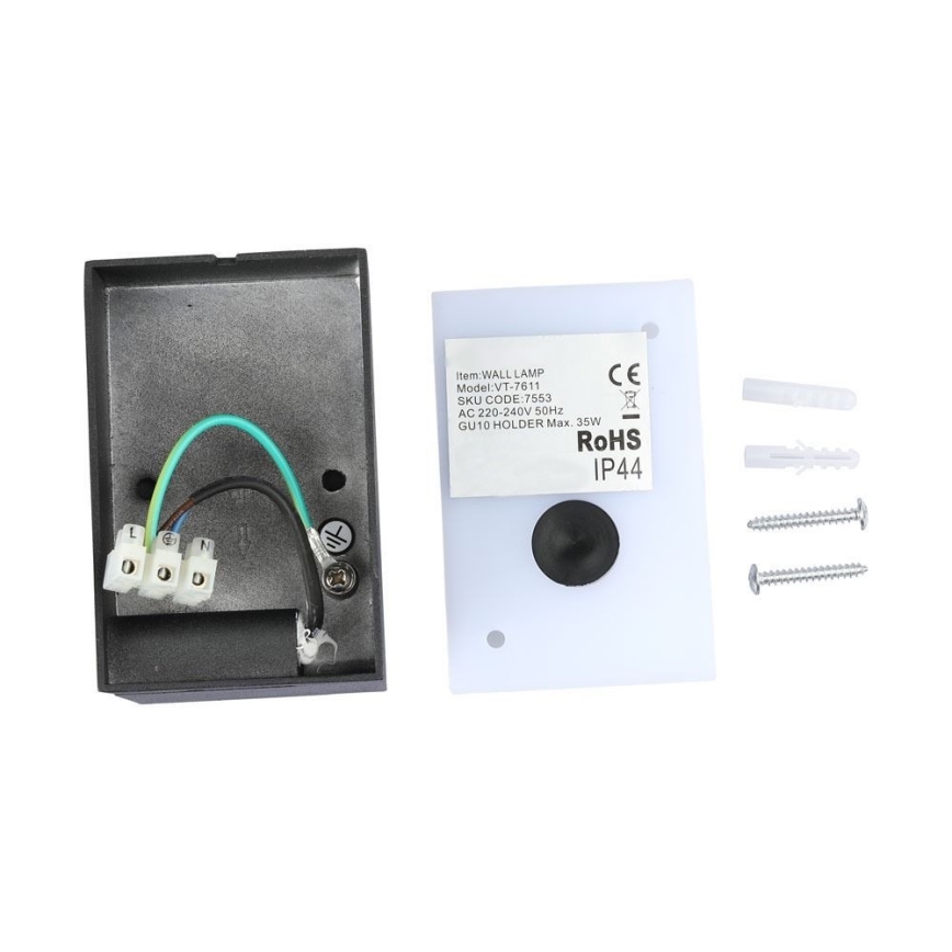 Вуличний настінний світильник 1xGU10/35W/230V IP44 чорний
