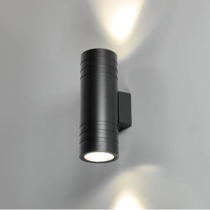 Вуличний настінний світильник 2xGU10/35W/230V IP54 круглий чорний