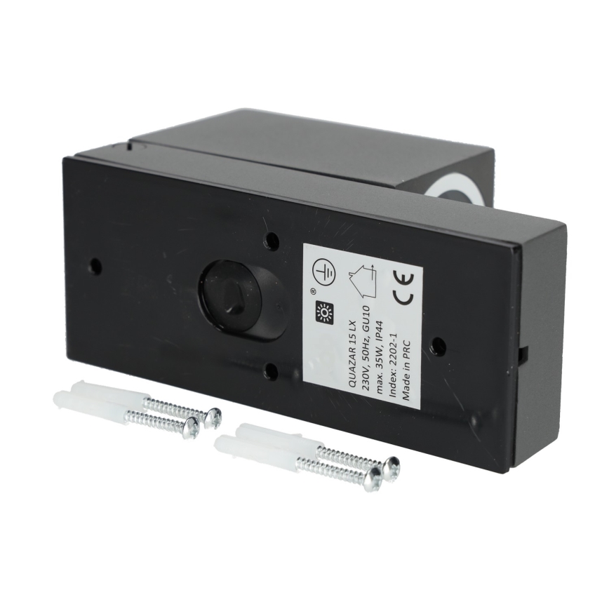 Вуличний настінний світильник з датчиком QUAZAR 1xGU10/35W/230V IP44 сірий
