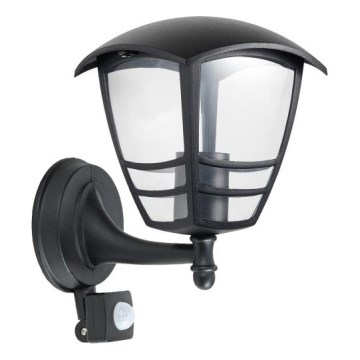 Вуличний настінний світильник з датчиком TEVIO 1xE27/60W/230V IP54 чорний