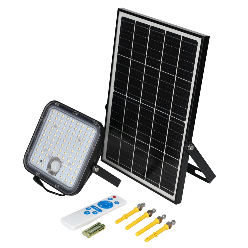 Вуличний прожектор на сонячній батареї з датчиком LED/30W/6,4V 4000K IP65 + дистанційне керування