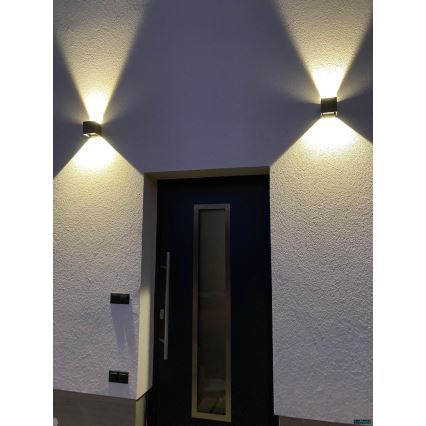 Вуличний світлодіодний настінний світильник 2xLED/3W/230V IP54 антрацит