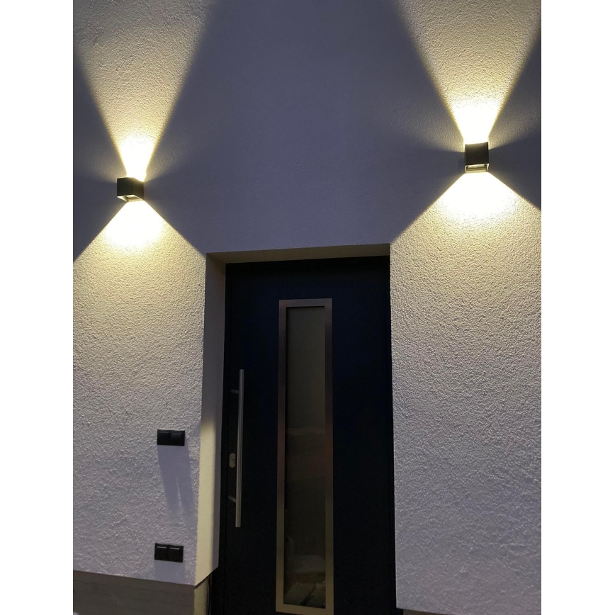 Вуличний світлодіодний настінний світильник 2xLED/3W/230V IP54 чорний
