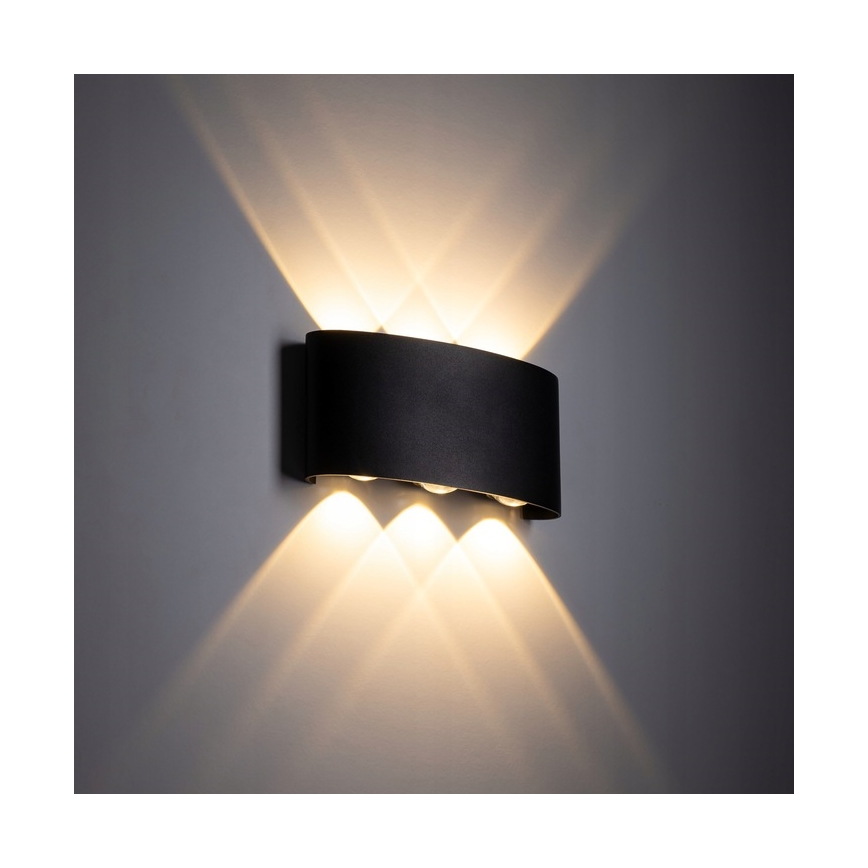 Вуличний світлодіодний настінний світильник ARROW 6xLED/1W/230V IP54 чорний