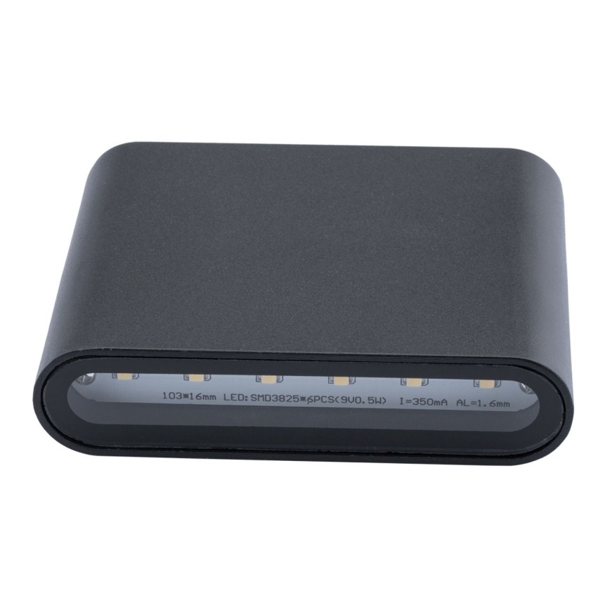 Вуличний світлодіодний настінний світильник FLOW 2xLED/3W/230V IP54 чорна