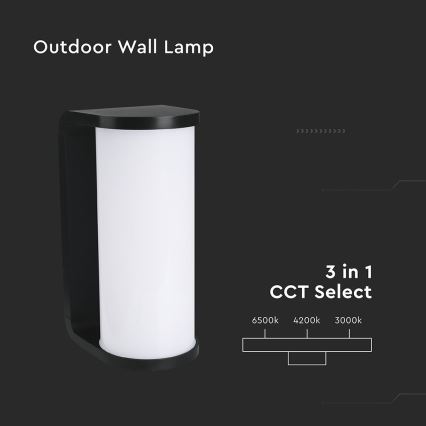 Вуличний світлодіодний настінний світильник LED/12W/230V 3000/4200/6500K IP65 чорний
