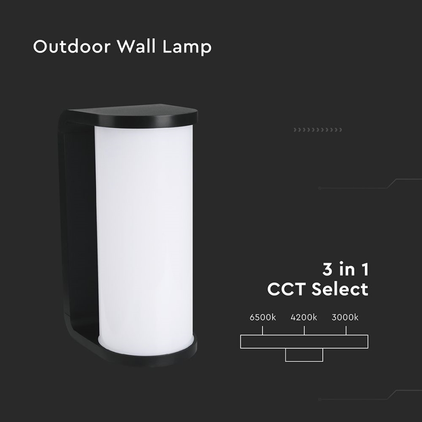 Вуличний світлодіодний настінний світильник LED/12W/230V 3000/4200/6500K IP65 чорний
