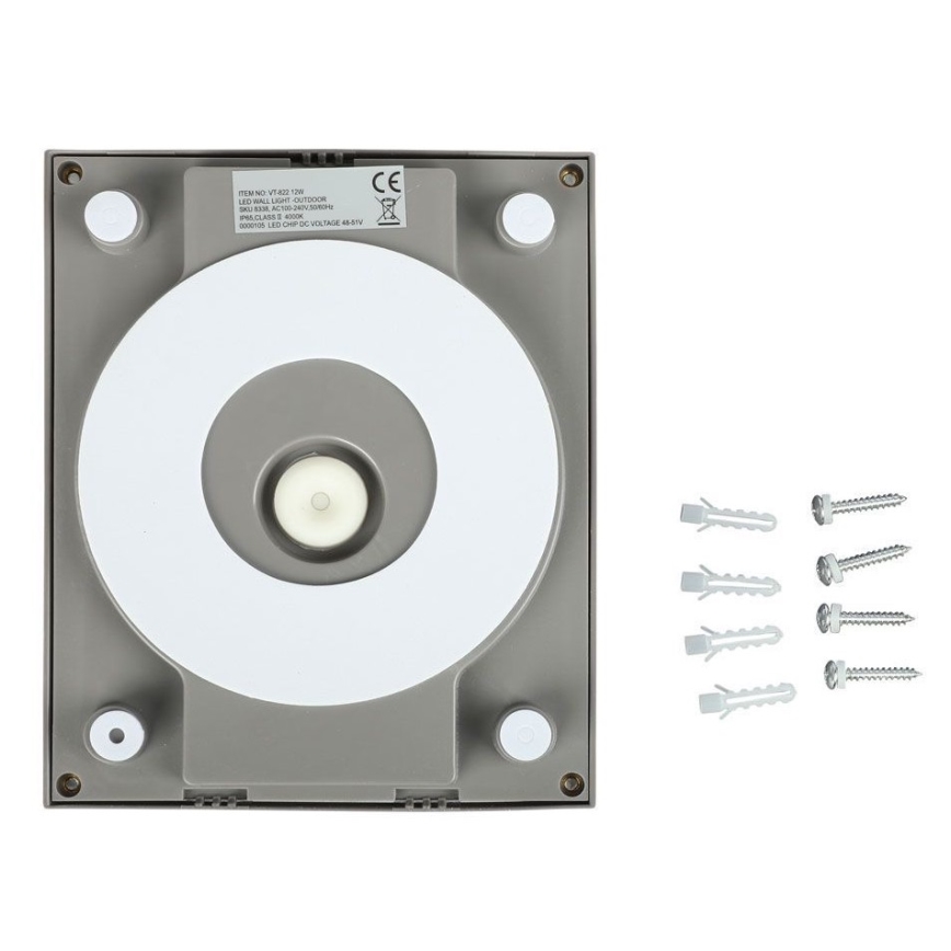 Вуличний світлодіодний настінний світильник LED/12W/230V 3000K IP65 сірий