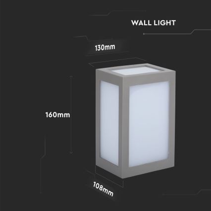 Вуличний світлодіодний настінний світильник LED/12W/230V 3000K IP65 сірий