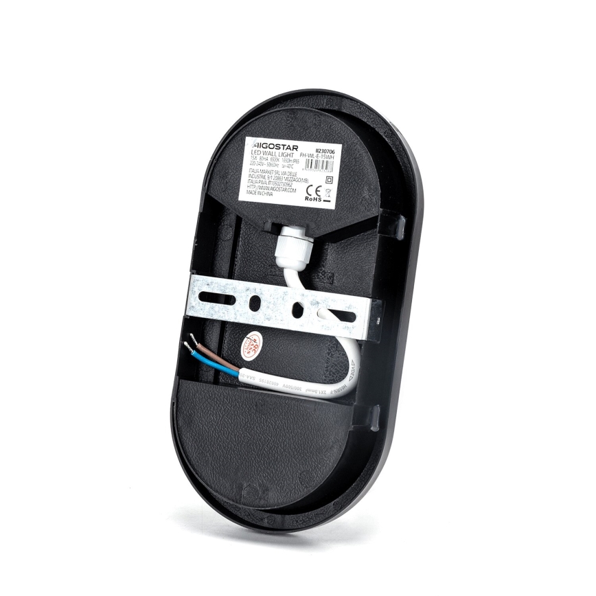Вуличний світлодіодний настінний світильник LED/15W/230V 6500K чорний IP65