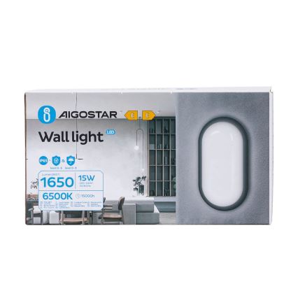 Вуличний світлодіодний настінний світильник LED/15W/230V 6500K чорний IP65