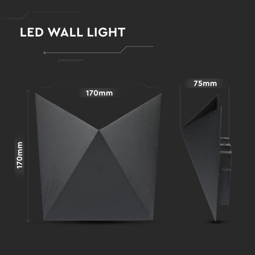 Вуличний світлодіодний настінний світильник LED/5W/230V 3000K IP65 чорний