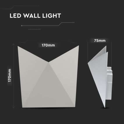 Вуличний світлодіодний настінний світильник LED/5W/230V 3000K IP65 сірий