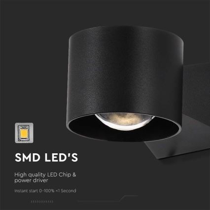 Вуличний світлодіодний настінний світильник LED/5W/230V 4000K IP65 чорний