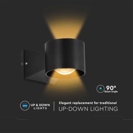 Вуличний світлодіодний настінний світильник LED/5W/230V 4000K IP65 чорний