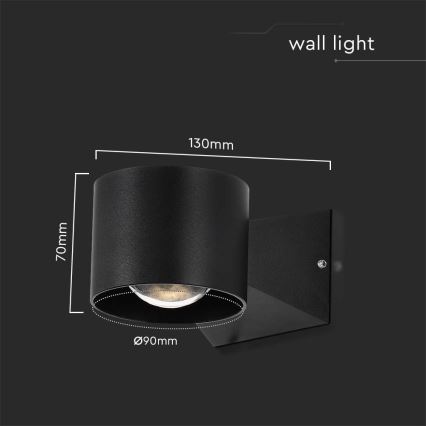 Вуличний світлодіодний настінний світильник LED/5W/230V 4000K IP65 чорний