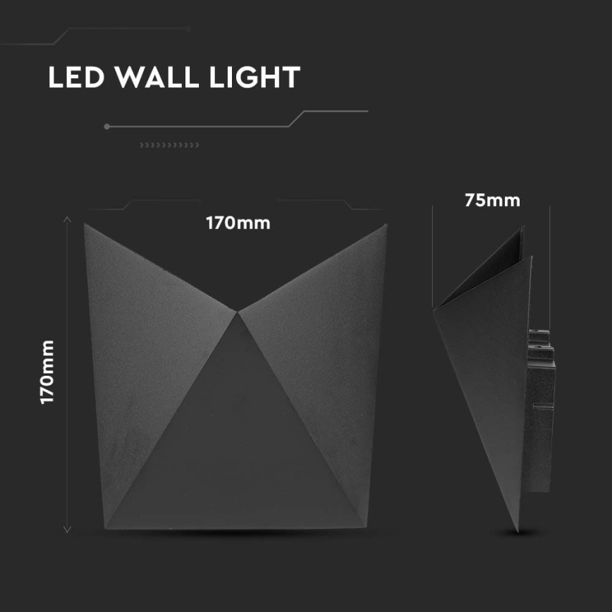 Вуличний світлодіодний настінний світильник LED/5W/230V 4000K IP65 чорний