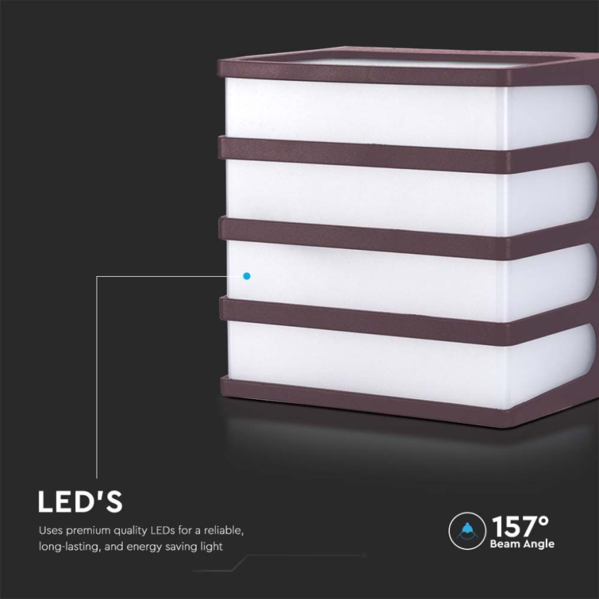 Вуличний світлодіодний настінний світильник LED/8W/230V IP65 3000K коричневий