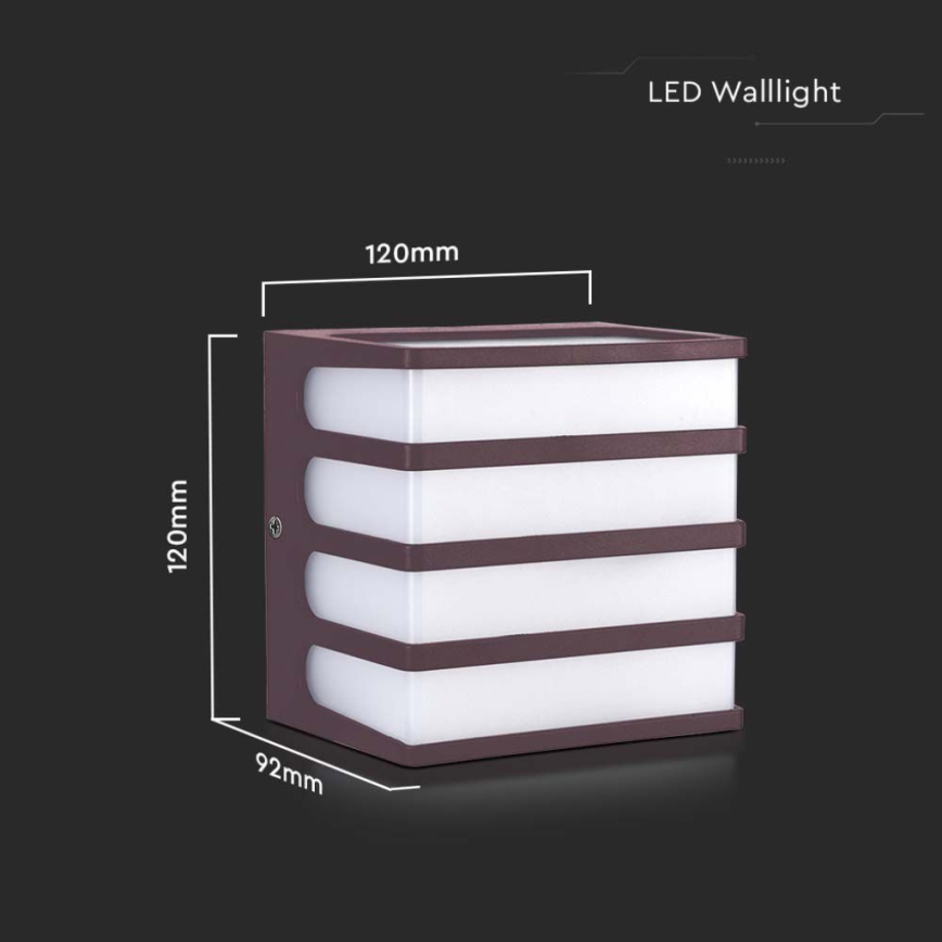 Вуличний світлодіодний настінний світильник LED/8W/230V IP65 3000K коричневий