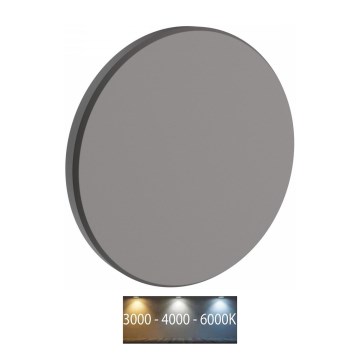 Вуличний світлодіодний настінний світильник PIATTA LED/18W/230V 3000/4000/6000K діаметр 25 см IP44 сірий