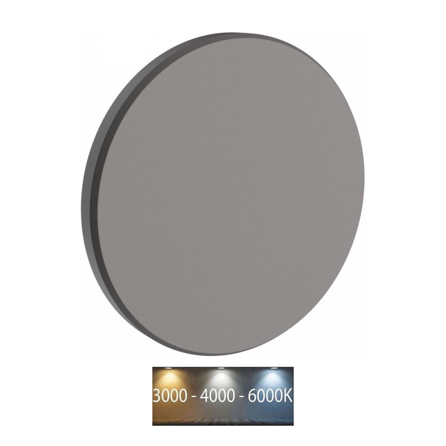 Вуличний світлодіодний настінний світильник PIATTA LED/18W/230V 3000/4000/6000K діаметр 25 см IP44 сірий