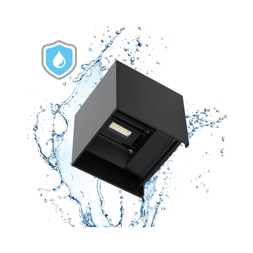 Вуличний світлодіодний настінний світильник QUERK 2xLED/3W/230V 3000K IP54 чорний