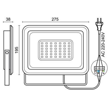 Вуличний світлодіодний прожектор LED/100W/230V 4000K IP65 чорний