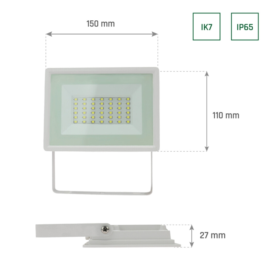 Вуличний світлодіодний прожектор NOCTIS LUX 3 LED/30W/230V 4000K IP65 білий