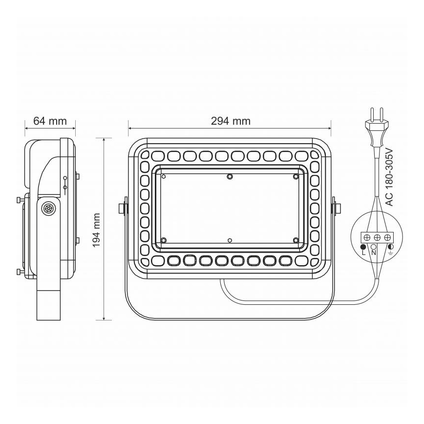 Вуличний світлодіодний прожектор PROFI LED/100W/180-305V IP65