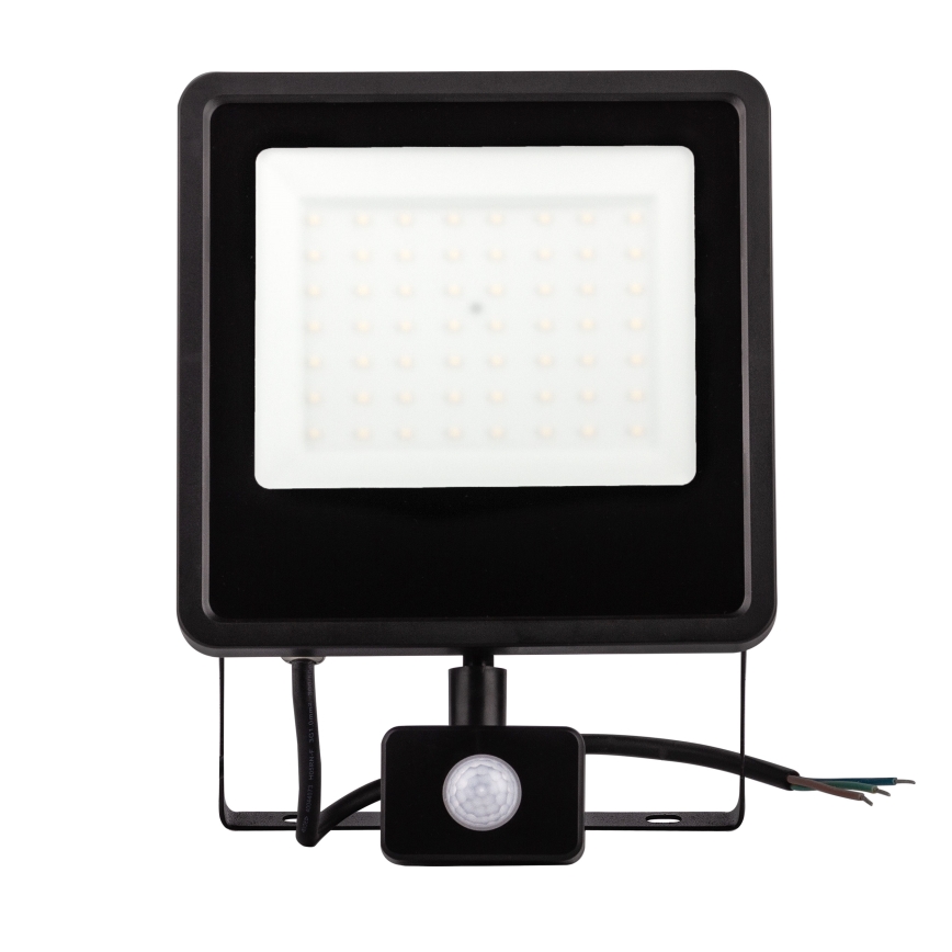 Вуличний світлодіодний прожектор з датчиком LED/100W/230V 4000K IP65 чорний