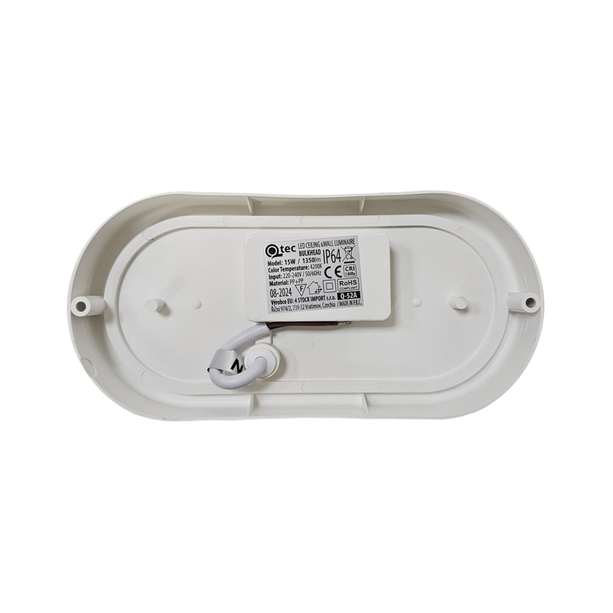 Вуличний світлодіодний стельовий світильник LED/15W/230V 4200K 20x9,8 см IP64 білий