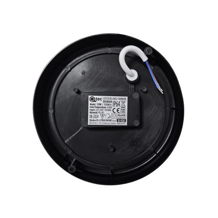 Вуличний світлодіодний стельовий світильник LED/15W/230V 4200K діаметр 15,5 см IP64 чорний