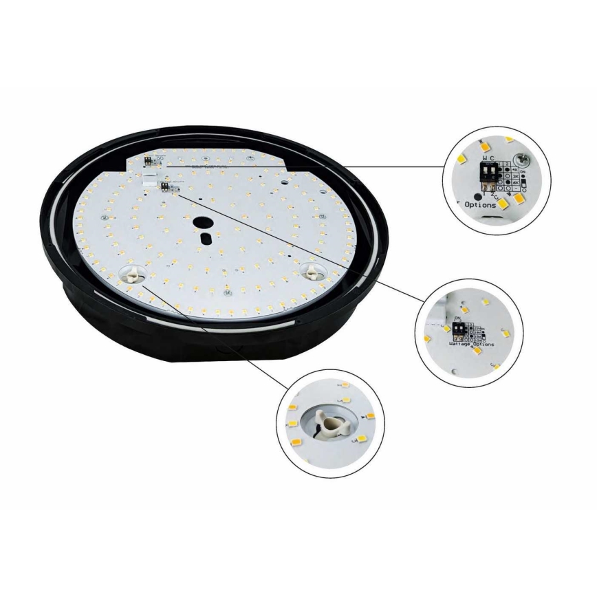 LED Вуличний стельовий світильник з регулюванням яскравості STROPY LED/12/15/18/22W/230V 3000/4000/6000K IP65 чорний