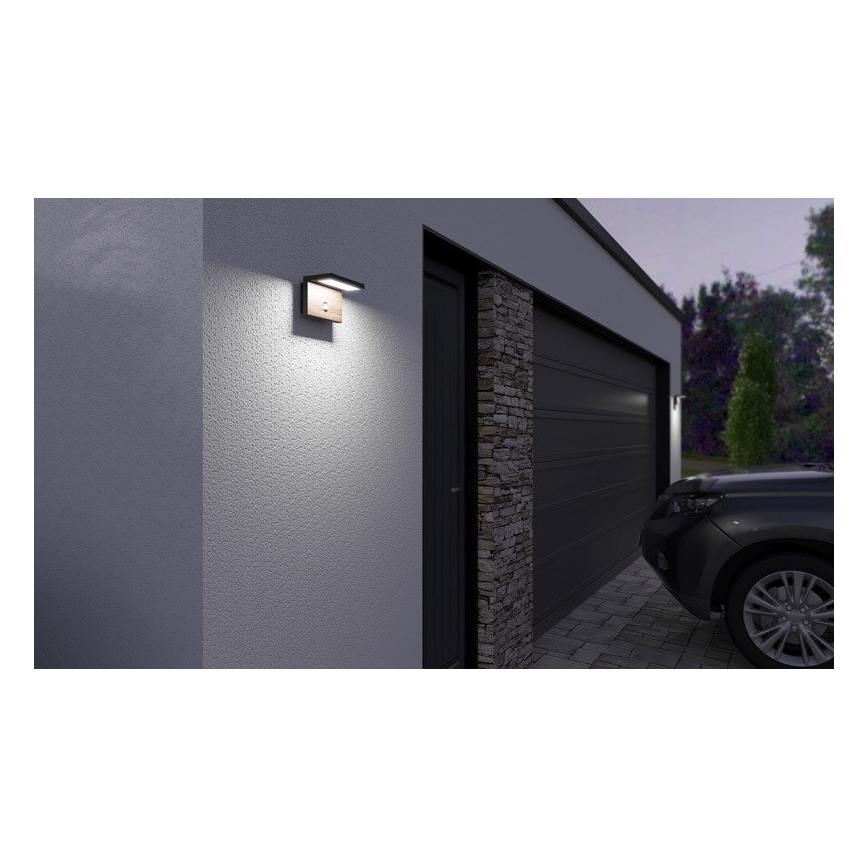LED Вуличний настінний світильник з датчиком NATURA LED/12W/230V 4000K IP54 коричневий/антрацит