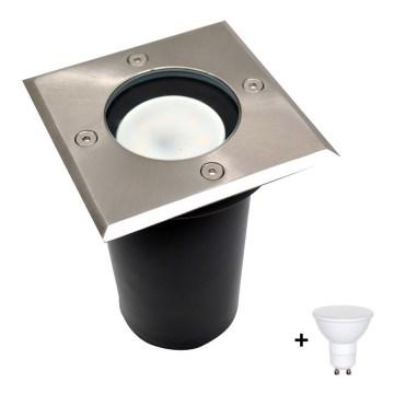Вуличний ґрунтовий LED світильник 1xGU10/6W/230V IP44 матовий хром
