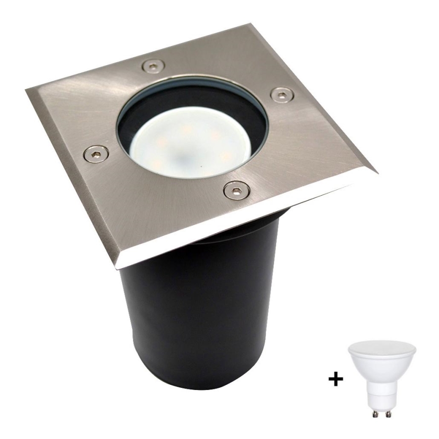Вуличний ґрунтовий LED світильник 1xGU10/6W/230V IP44 матовий хром