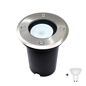 Вуличний ґрунтовий LED світильник 1xGU10/6W/230V IP67 матовий хром