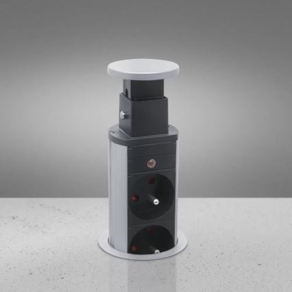Выдвижной розеточный блок для стола 2x230V + 2xUSB