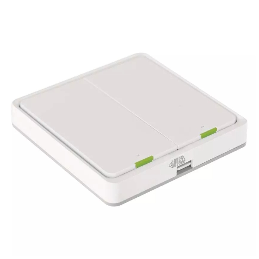 Выключатель 2-кнопочный GoSmart 1xCR2430 Tuya белый