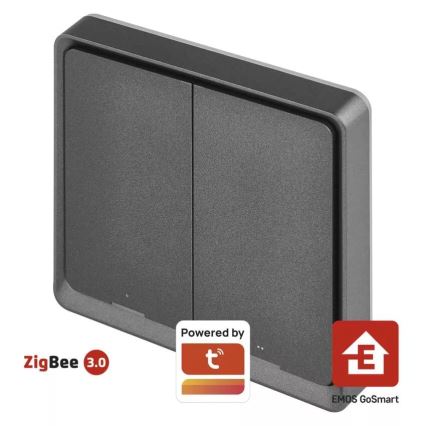 Выключатель 2-кнопочный GoSmart 1xCR2430 Tuya черный