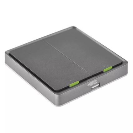 Выключатель 2-кнопочный GoSmart 1xCR2430 Tuya черный