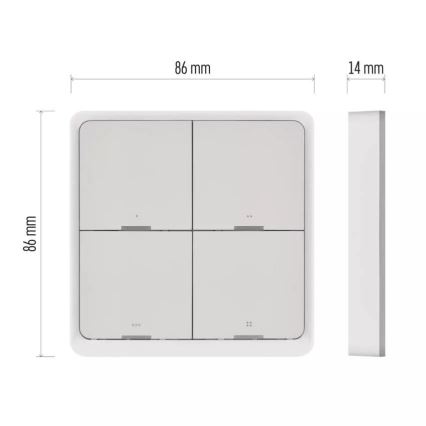 Выключатель 4-кнопочный GoSmart 1xCR2430 Tuya белый