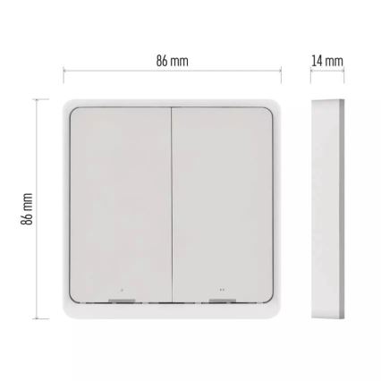 Выключатель 2-кнопочный GoSmart 1xCR2430 Tuya белый